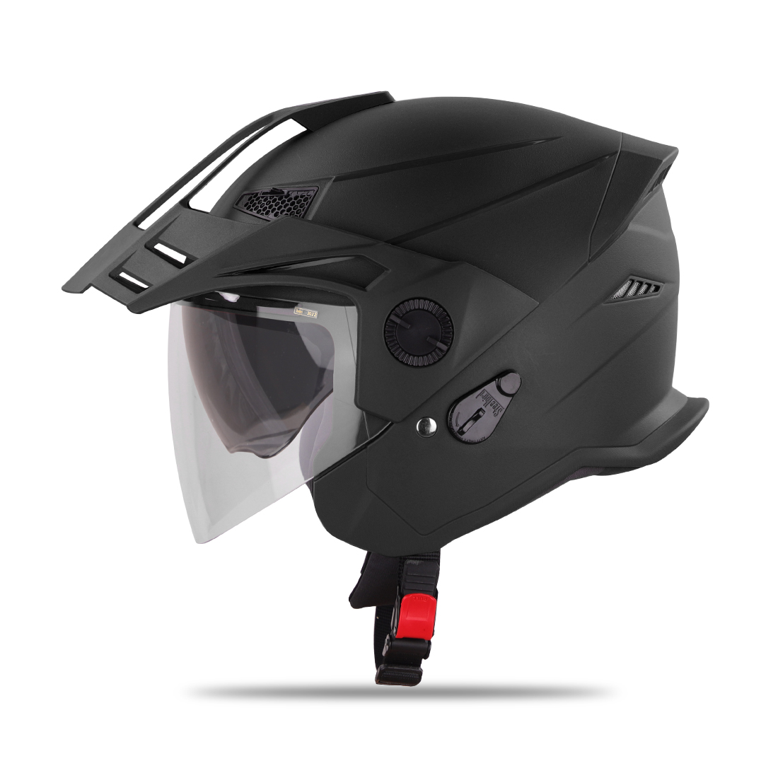 Steelbird SBH-23 GT Plus Open Face ISI Certified Helmet With Inner Sun Shield (Dashing Black)